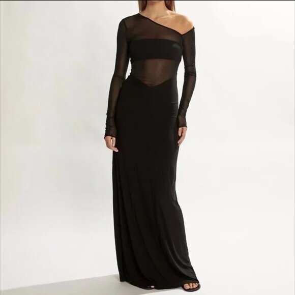 One Mile Blane Mesh Maxi Dress Black size XS - Picture 1 of 4